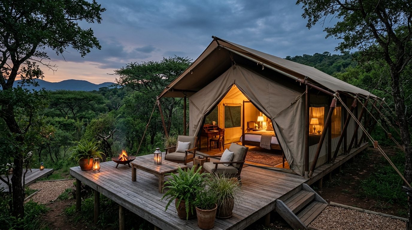 Luxury Safari Lodge Glamping Setup